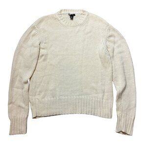 Club Monaco Yellow Cream Wool Knit Sweater Size Large Minimalist Cozy Classic